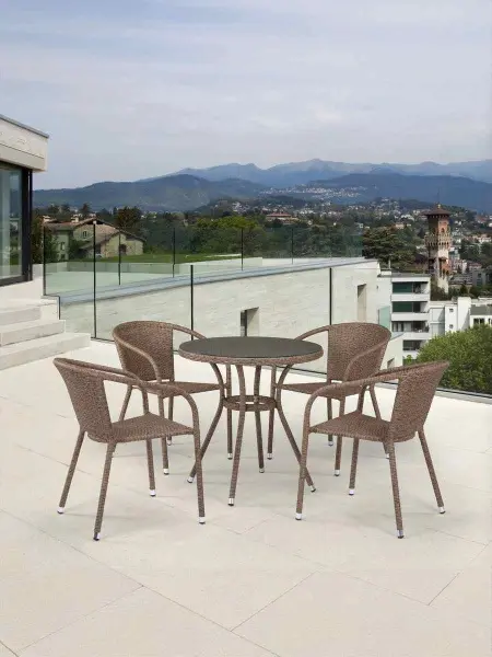 Комплект мебели из искусственного ротанга T282ANT/Y137C-W56 Light Brown (круглый стол и 4 кресла)