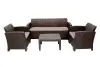 Комплект пластиковой мебели B:Rattan Arizona Max на 5 персон, коричневый - трехместный диван, столик и 2 кресла