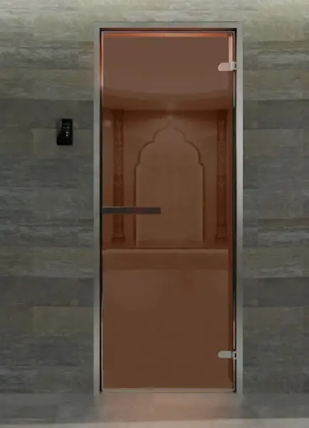 Дверь для турецкой парной DoorWood Hamam Light 700мм х 1900мм, без порога, стекло бронза