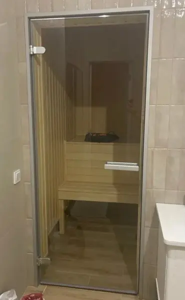 Дверь для турецкой парной DoorWood Hamam Light 700мм х 1900мм, без порога, стекло прозрачное