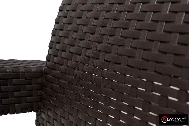 Коричневый комплект пластиковой мебели для терасы B:Rattan Comfort 4 на 4 персоны - столик, кресла и диван