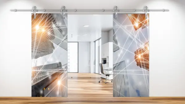 Дверь стеклянная межкомнатная раздвижная MaybahGlass Premium BDH, 1600х2000, фотопечать