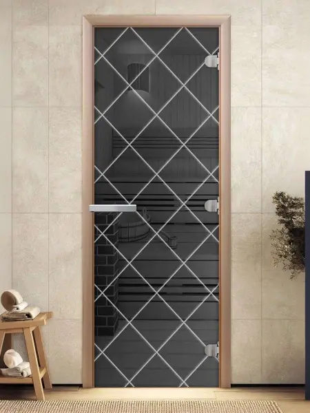 Дверь для сауны DoorWood Мексика, 700мм х 1900мм, без порога, графит, коробка ольха