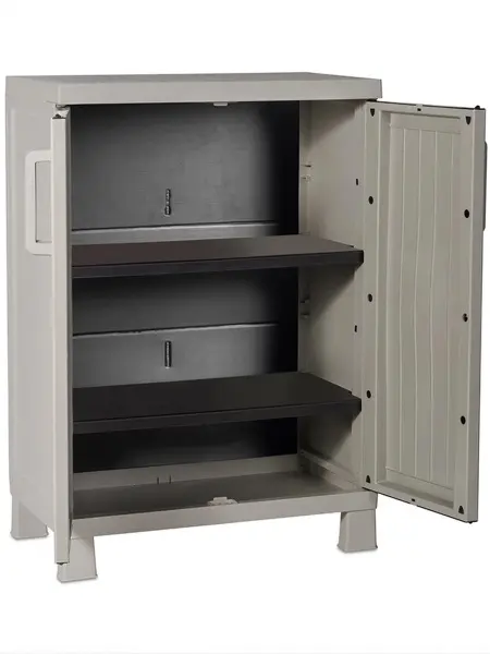 Пластиковый шкаф для улицы Toomax Wood Midi (2 полки), серый