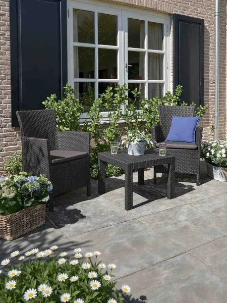 Пластиковая мебель Allibert Rosario Balcony set, коричневый - 2 кресла и стол