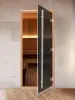 Стеклянная дверь DoorWood Престиж Графит для бани, 700 х 1900 мм, с порогом, серое, коробка ольха