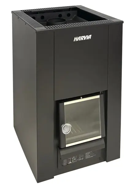 Печь для бани Harvia 22 Black, каменка на дровах, WK220B, до 40 кг камней
