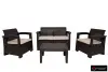 Коричневый комплект пластиковой мебели для терасы B:Rattan Comfort 4 на 4 персоны - столик, кресла и диван