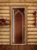 Дверь для сауны DoorWood Престиж Арка бронза, 700 х 1900 мм, с порогом, коробка ольха