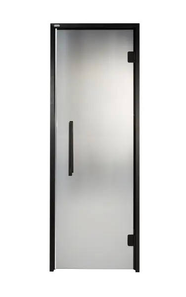 Дверь для турецкой парной GRANDIS DB 7x19 (680мм х 1890мм), черный профиль, стекло графит