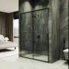 Душевая дверь раздвижная MaybahGlass MGD-1276-6, 120x195 см, черный профиль, стекло прозрачное 