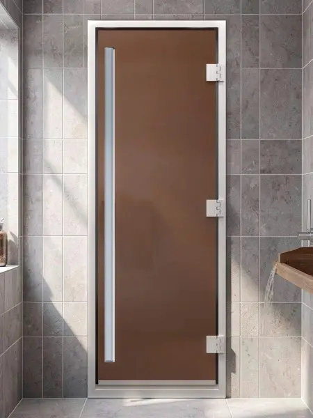 Дверь для турецкой парной DoorWood Prestige 800мм х 2000мм, стекло бронза матовая