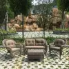 Роскошная плетеная мебель из искусственного ротанга Афина LV520BB Beige/Бежевый - 2 кресла, кофейный столик и диван