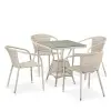 Обеденная группа из искусственного ротанга T706/Y137C-W85 Latte 4Pcs - столик и 4 кресла