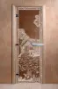 Дверь для сауны DoorWood Банька в лесу, 700 х 1900 мм, без порога, бронза, коробка ольха