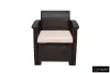 Коричневый комплект пластиковой мебели для терасы B:Rattan Comfort 4 на 4 персоны - столик, кресла и диван