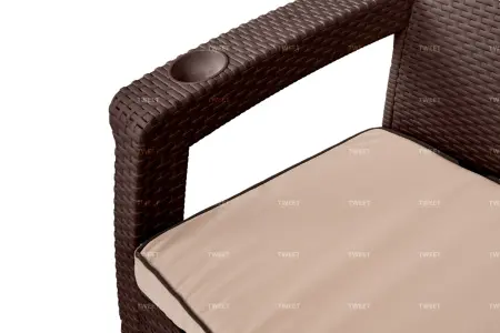 Комплект пластиковой мебели Tweet Terrace Set, темно коричневый (венге) - столик, 2 кресла и 2хместный диван