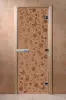 Дверь для сауны DoorWood Цветы и Бабочки, 700мм х 1900мм, без порога, бронза матовая, коробка ольха