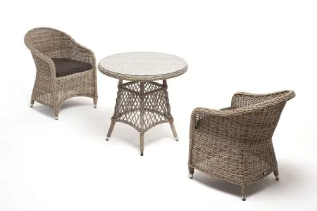 Комплект садовой мебели из искусственного ротанга 4SiS Эспрессо–80 R (стол и 2 кресла), бежевый цвет