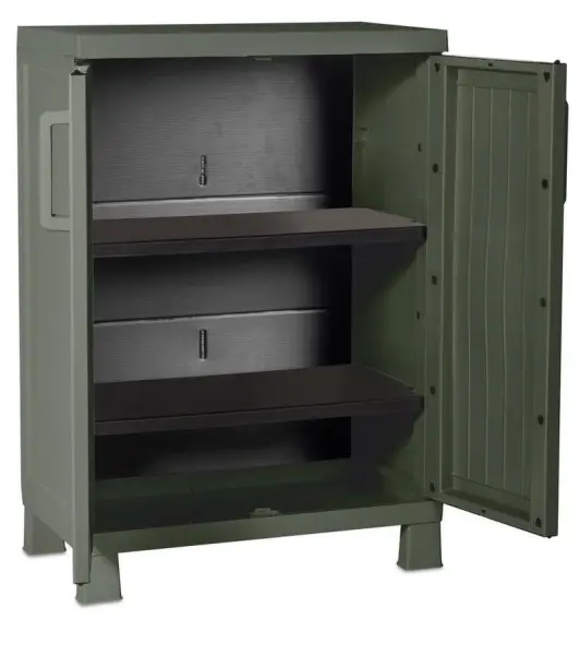 Пластиковый шкаф для улицы Toomax Wood Midi (2 полки), хвоя