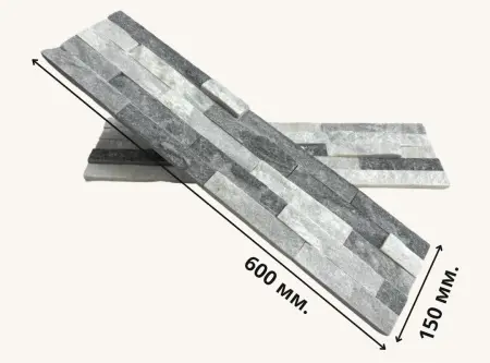 Панель Pharaon Classic кварцит бело-серый 150х600х10-20мм (уп 7 шт)