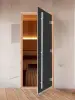 Стеклянная дверь DoorWood Престиж Графит Матовый для бани, 700 х 1900 мм, с порогом, серое матовое, ольха