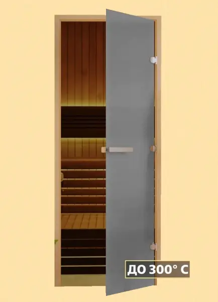 Дверь DoorWood Графит матовый для бани, 700 х 1900 мм, без порога, стекло серое матовое, коробка ольxа