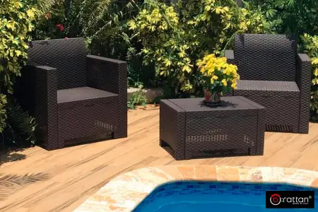 Комплект пластиковой мебели на 2 персоны B:Rattan Nebraska Terrace Set, венге - 2 кресла и кофейный столик
