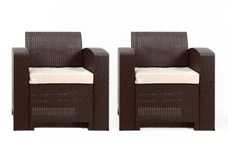 Комплект пластиковой мебели под ротанг B:Rattan Premium Set, темно коричневый цвет - диван, 2 кресла и столик