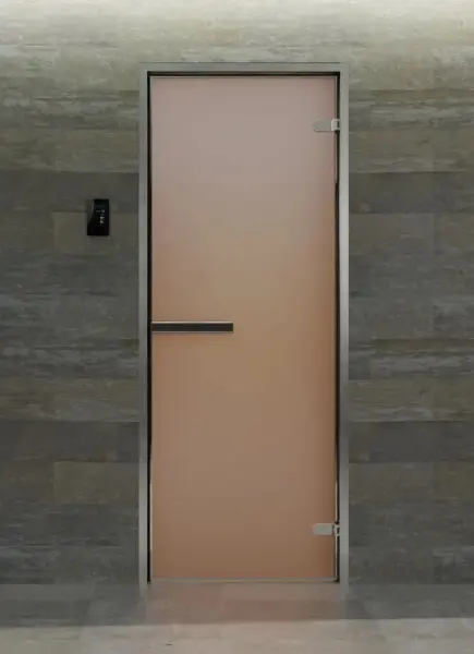 Дверь для турецкой парной DoorWood Hamam Light 700мм х 1900мм, без порога, стекло бронза матовая