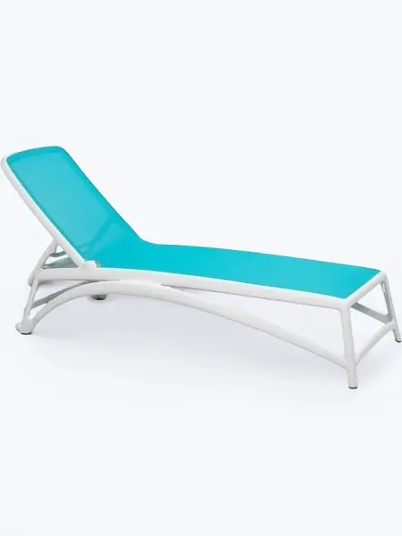 Пластиковый пляжный шезлонг Nardi Atlantico, white/blue, белый и голубой 204 x 70 x 35 см