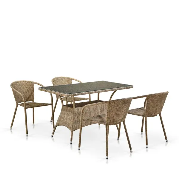 Комплект садовой мебели из искусственного ротанга T198D/Y137C-W56 Light Brown 4Pcs
