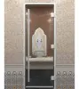 Дверь DoorWood Prestige для хамама стеклянная прозрачная, 710 х 1900 мм, без порога, с коробкой