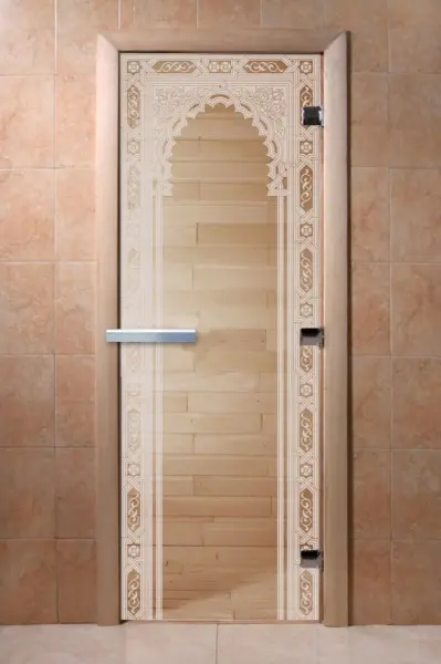 Дверь для сауны DoorWood Восточная Арка, 700 х 1900 мм, без порога, прозрачная, коробка ольха