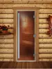 Дверь DoorWood Престиж бронза для бани, 700 х 1900 мм, с порогом, коробка ольха