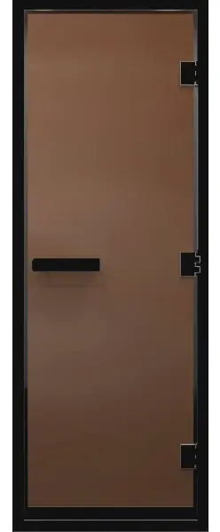Дверь для турецкой парной DoorWood 900мм х 2100мм, черный профиль, стекло бронза матовая