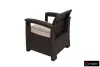 Коричневый комплект пластиковой мебели для терасы B:Rattan Comfort 4 на 4 персоны - столик, кресла и диван