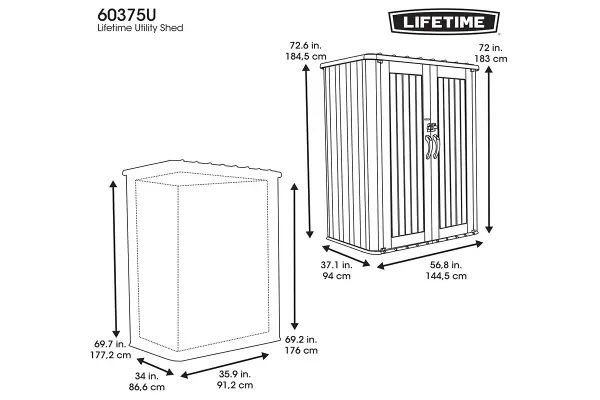 Пластиковый шкаф для улицы LifeTime Utility 2060L, 60375U