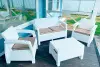 Комплект белой пластиковой мебели Tweet Terrace Set на 4 персоны - диван, 2 кресла и столик