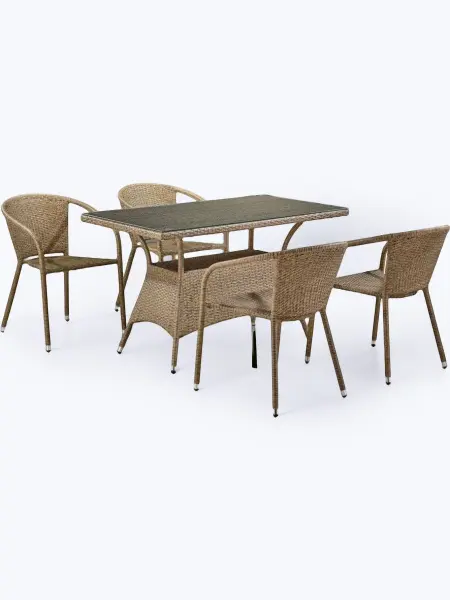 Комплект садовой мебели из искусственного ротанга T198D/Y137B-W56 Light Brown 4Pcs