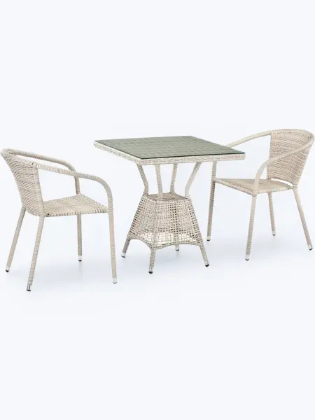 Комплект мебели из искусственного ротанга Афина цвет латте T706/Y137C-W85 Latte (2 кресла + квадратный столик)