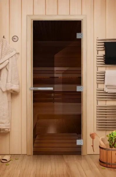Дверь для сауны DoorWood Эталон, 800 х 2000 мм, без порога, бронза, коробка осина