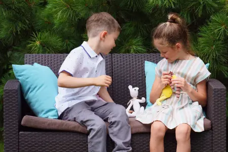 Комплект пластиковой мебели под ротанг для активного отдыха дома B:Rattan Arizona 4 Set, коричневый - 2х местный диван, столик и 2 кресла