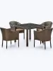 Мебель для лаунж зоны из искусственного ротанга T257A/Y350A-W53 Brown - квадратный стол и 4 кресла коричневого цвета