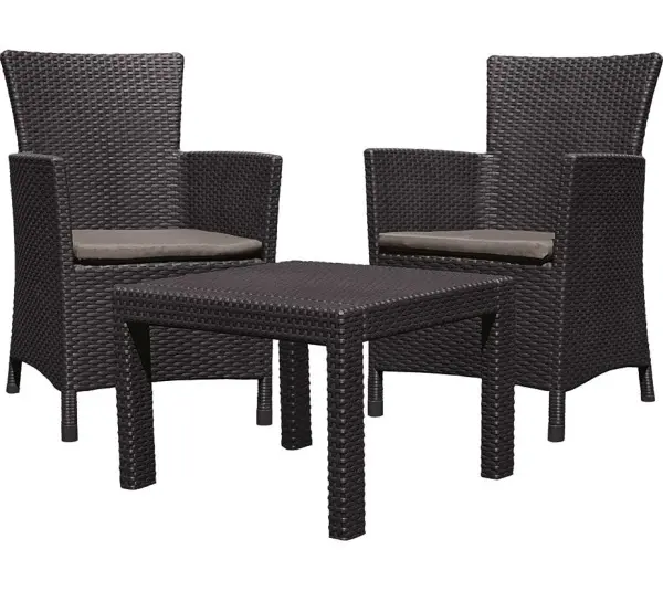 Пластиковая мебель Allibert Rosario Balcony set, коричневый - 2 кресла и стол