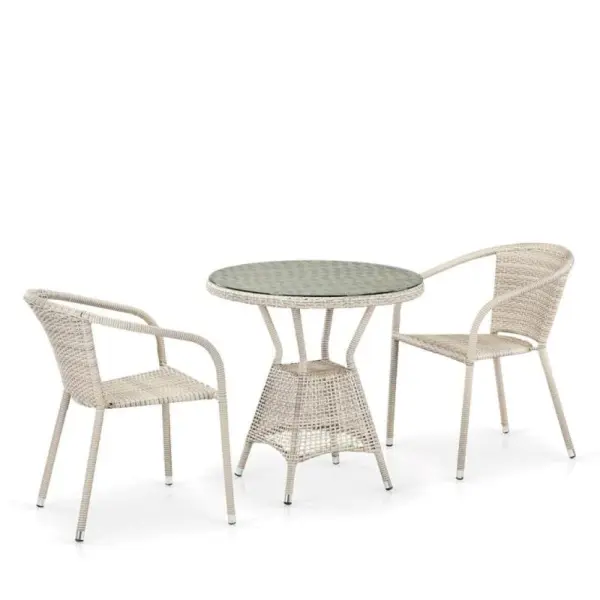Комплект мебели из искусственного ротанга Афина цвета латте T705ANT/Y137C-W85 Latte (2 стула и квадратный стол)