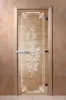 Дверь для сауны DoorWood Розы, 800мм х 1900мм, без порога, прозрачная, коробка ольха