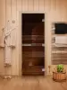 Дверь DoorWood бронза Эталон Лайт  для бани, 700 х 1900 мм, без порога, полотно стекло, коробка осина
