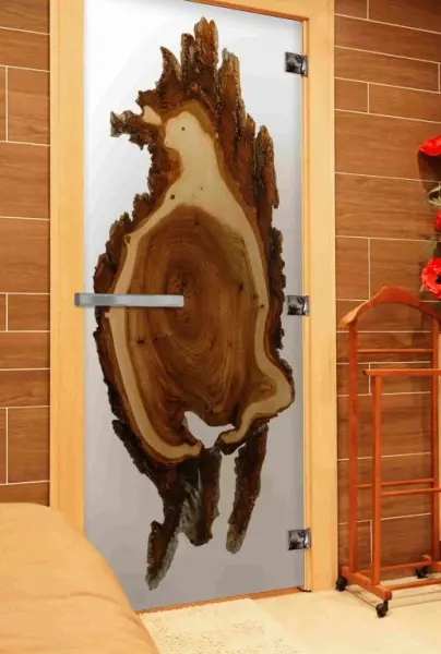 Дверь для сауны DoorWood с фотопечатью СЛЭБ-15, 700мм х 1900мм, без порога, коробка ольха
