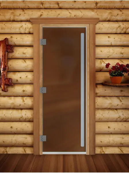 Дверь для сауны DoorWood Престиж PRO, 800 х 2000 мм, с порогом, бронза матовая, коробка ольха